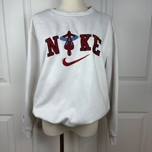 White Crew Sweatshirt with spiderman Red & Blue Graphic